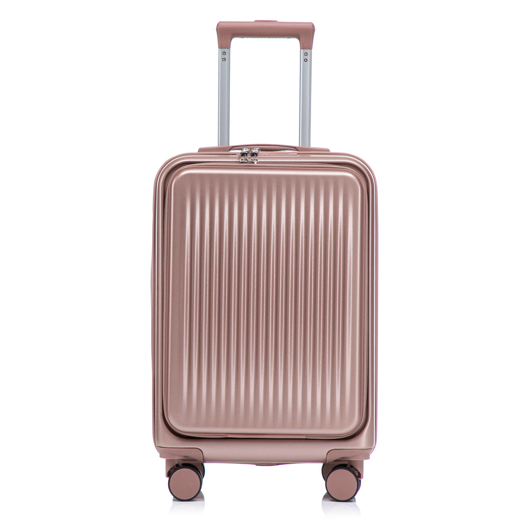 Luggage Set With Cosmetic Case, Combination Lock, Front Opening Design