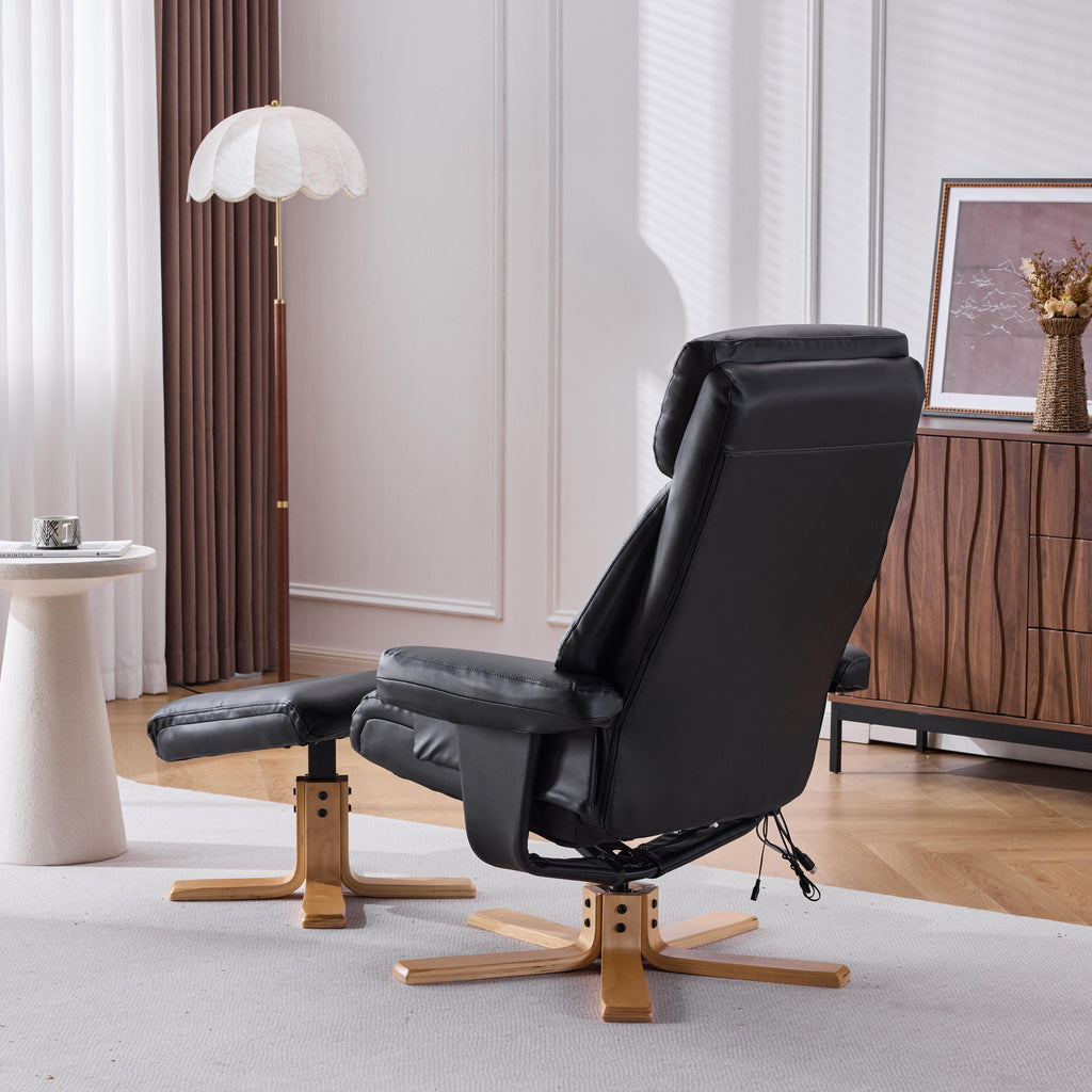 Upholstered Heated Massage 360° Swivel Accent Chair With Ottoman