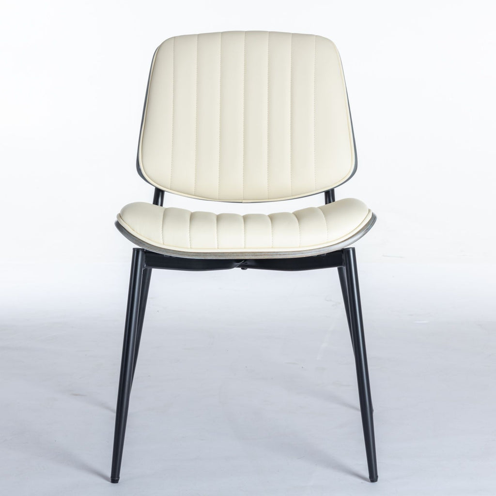 Dining Chairs (Set of 2) Mid-Century Modern Retro Chair With Walnut Bentwood Back Upholstered Seat Metal Legs Adjustable Foot For Kitchen Dining Room Chairs
