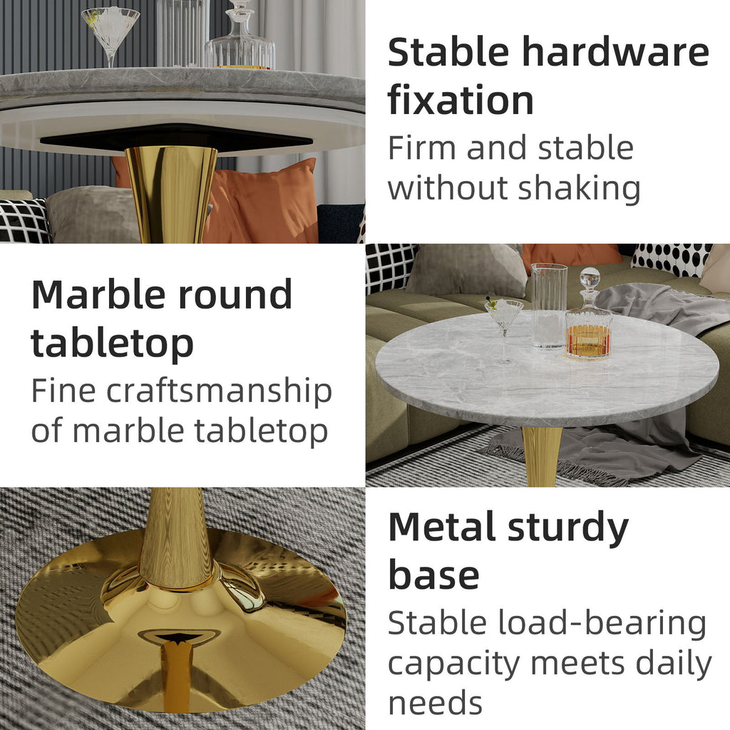 Coffee Table With Round Top For Living Rooms - Golden