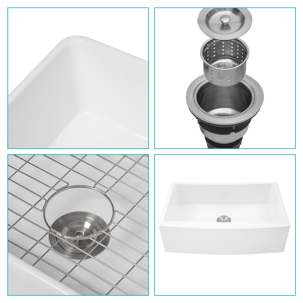 Farmhouse Sink, Apron Front Single Bowl With Arch Edge Design