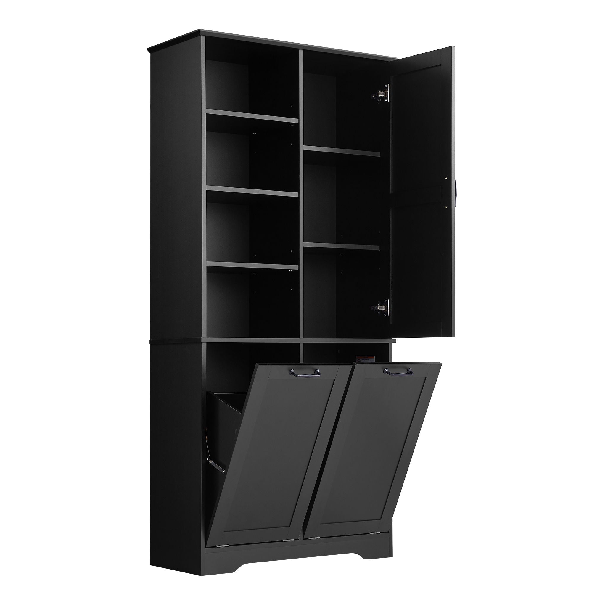 Freestanding Bathroom Storage Cabinet With Doors And Drawers, Adjustable Shelves, Tilt-Out Laundry Hamper
