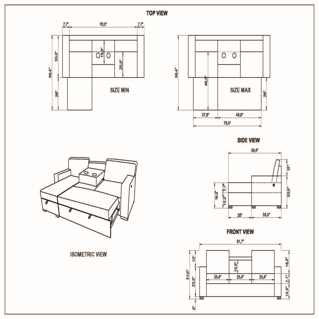 Territory - Pull Out Sofa Bed With Design - Dark Gray