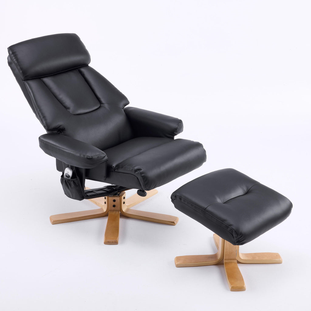 Upholstered Heated Massage 360° Swivel Accent Chair With Ottoman