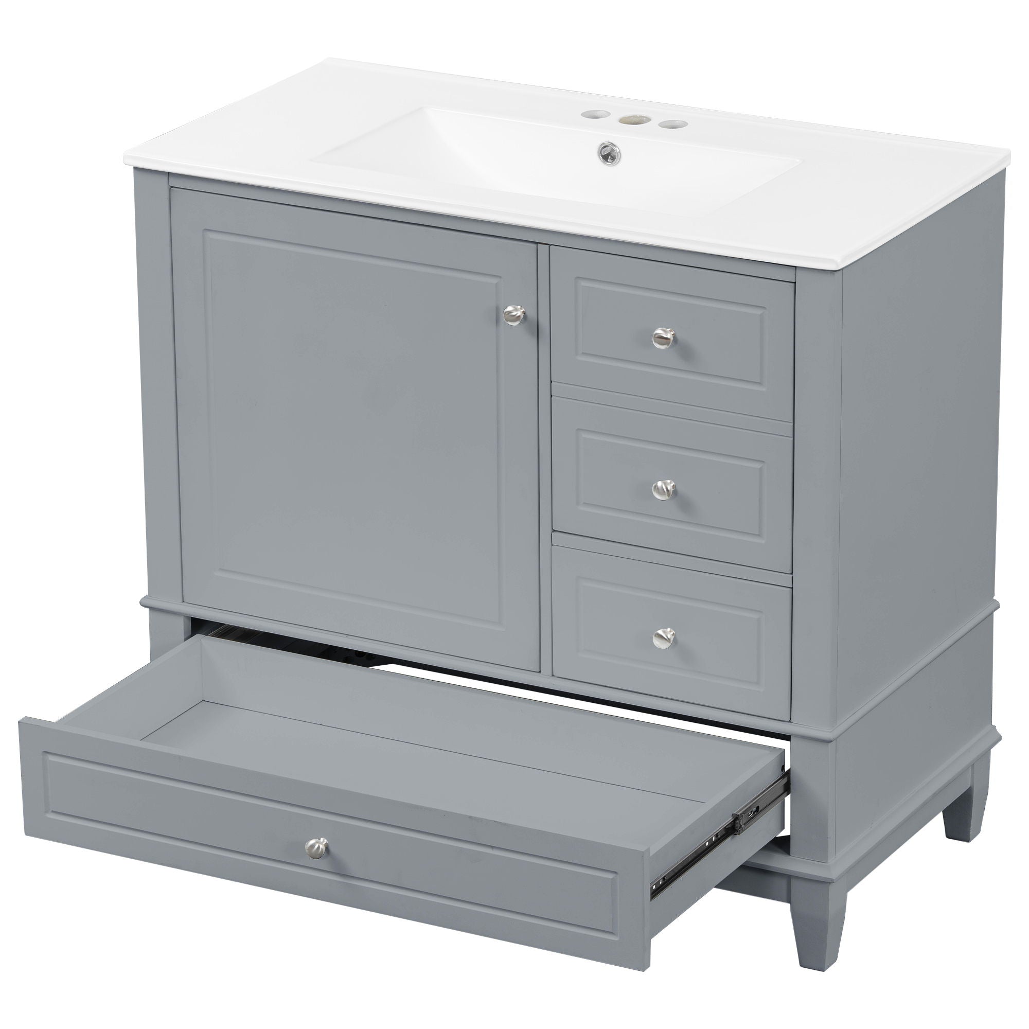 Modern Bathroom Vanity With Sink, 3 Drawers & Cabinet