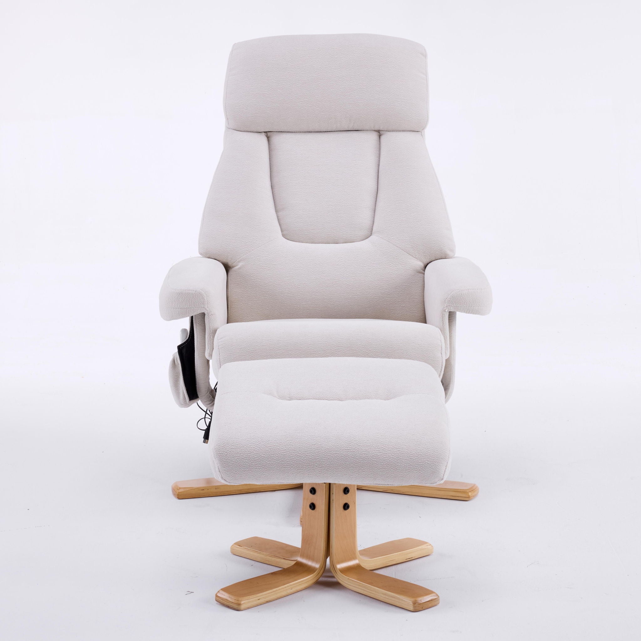 Upholstered Heated Massage 360° Swivel Accent Chair With Ottoman