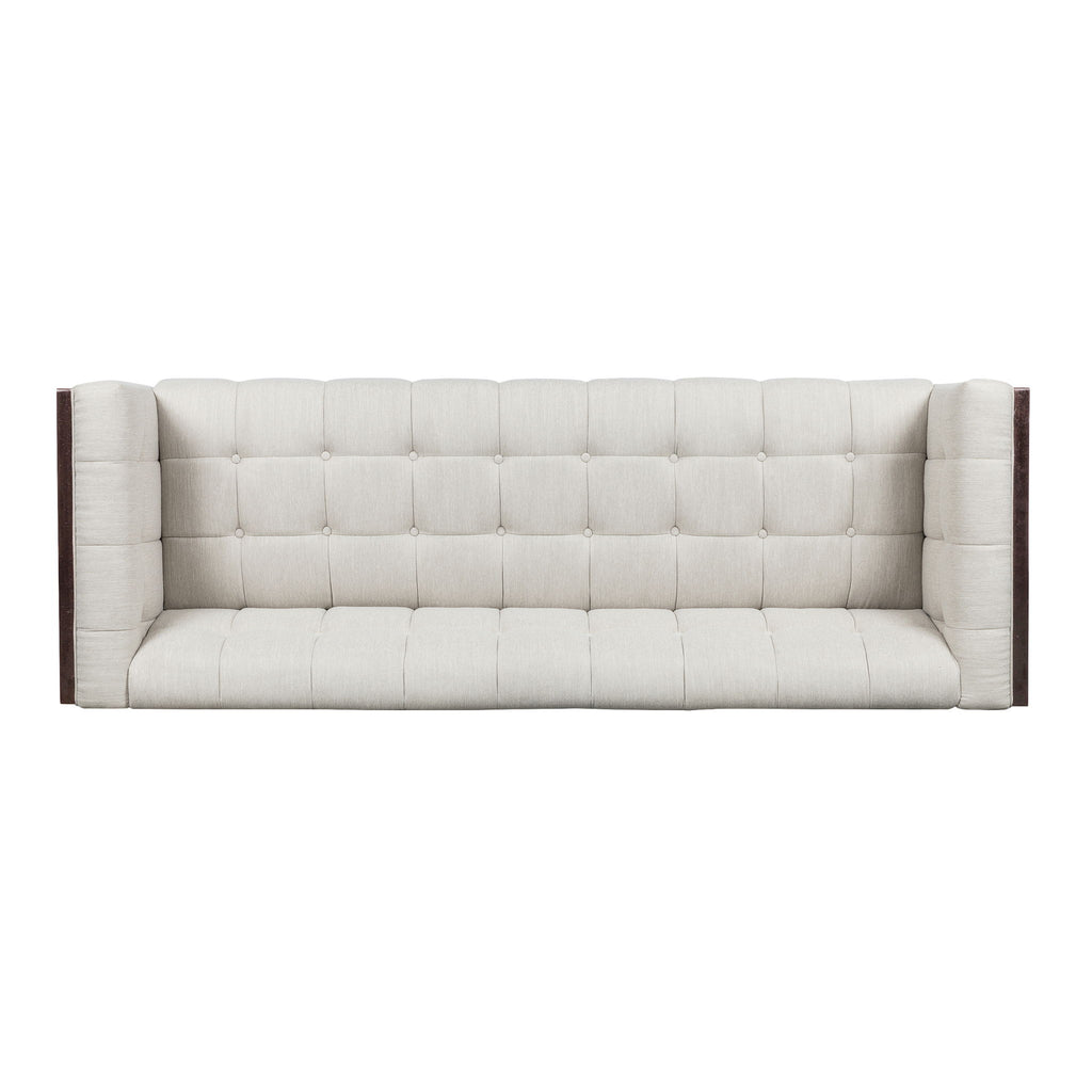 Contemporary 3 Seater Sofa With Button Tufted Waffle Stitching - Beige