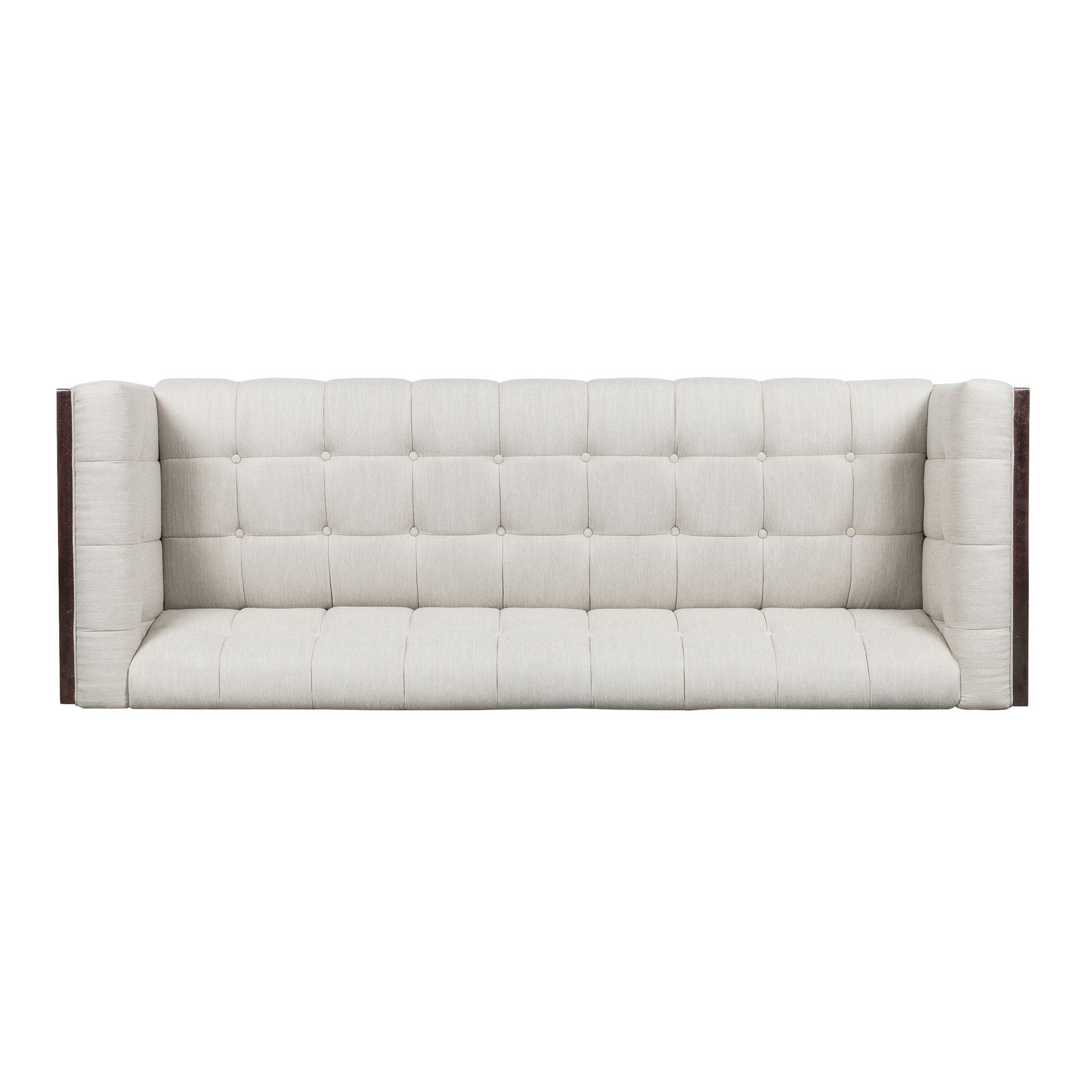 Contemporary 3 Seater Sofa With Button Tufted Waffle Stitching - Beige