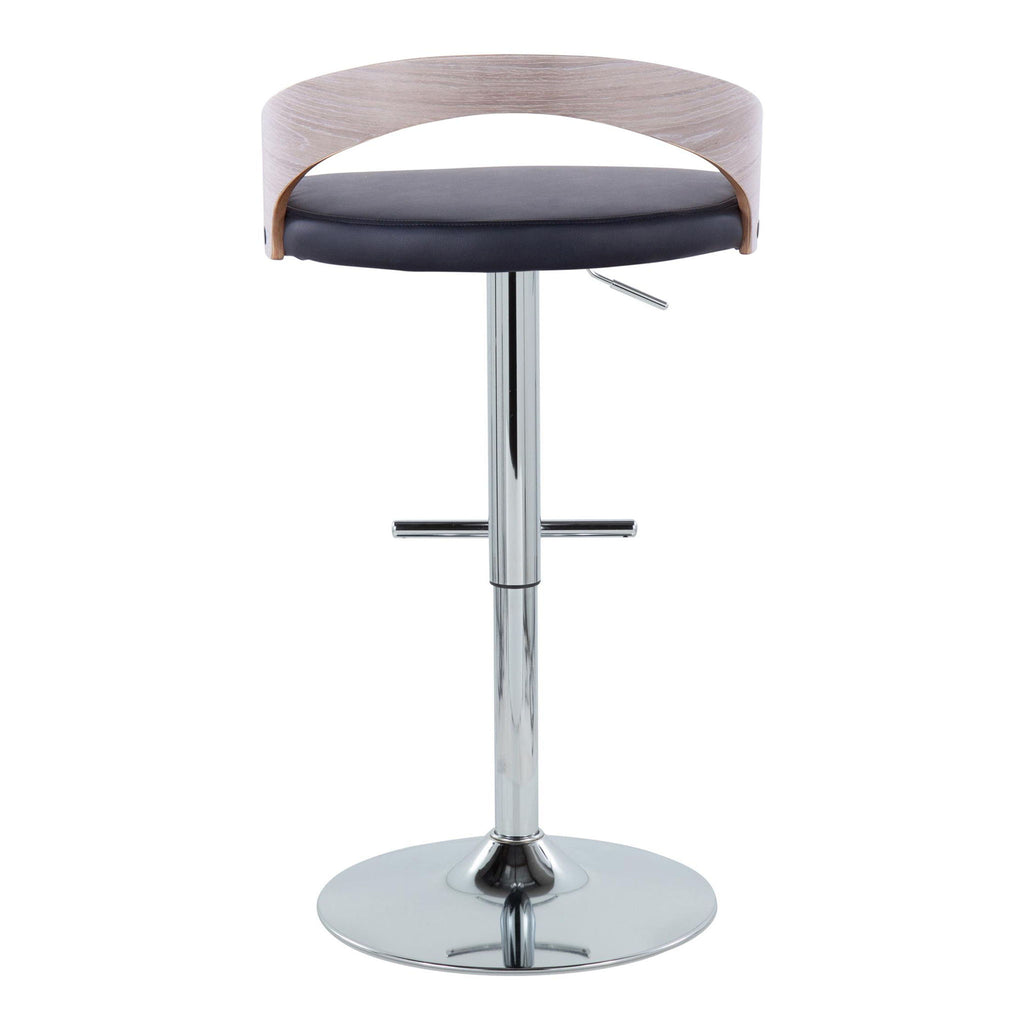 Grotto - Contemporary Adjustable Height Barstool With Swivel With Straight T Footrest (Set of 2) - Black