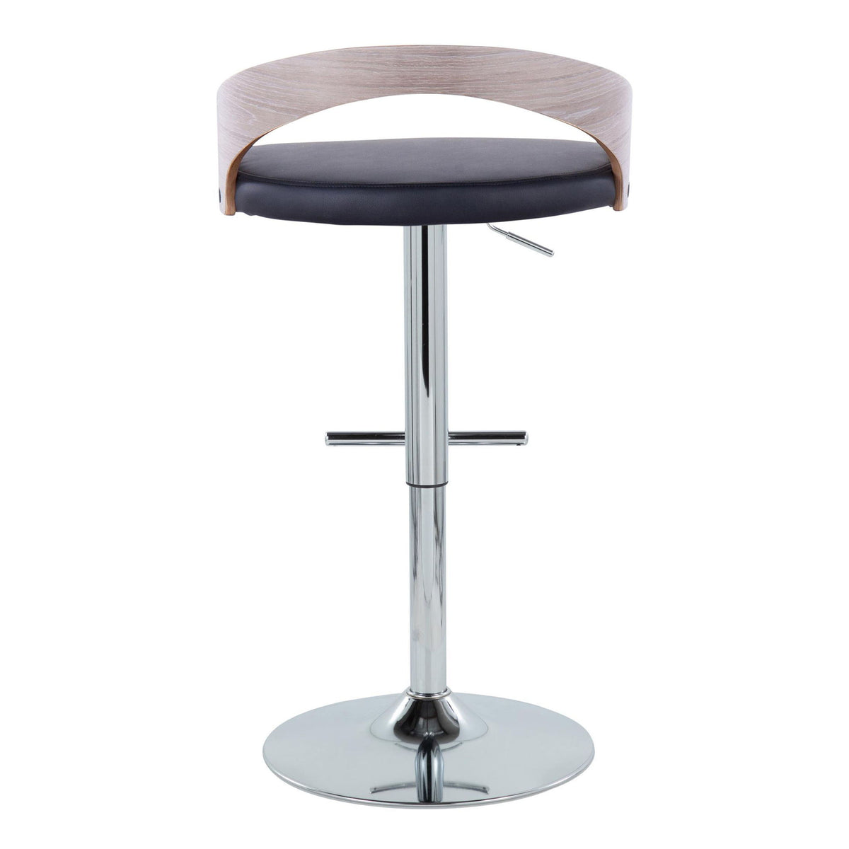 Grotto - Contemporary Adjustable Height Barstool With Swivel With Straight T Footrest (Set of 2) - Black