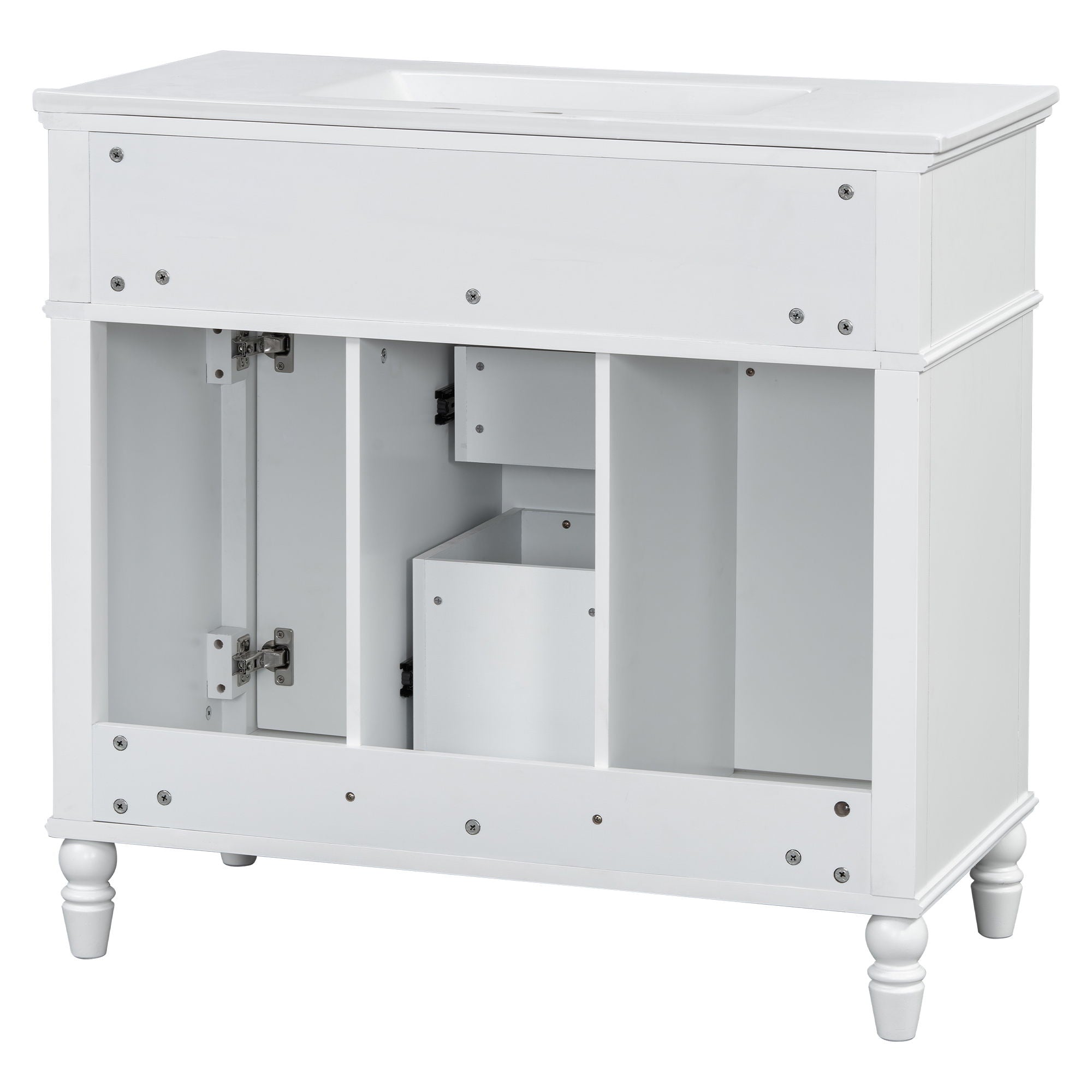 Bathroom Vanity With Sink, Flip-Out Top Drawer, Soft Close Doors, 2 Storage Drawers