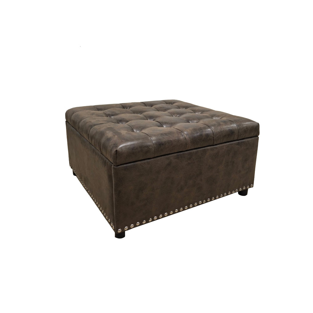 Tufted Storage Ottoman With Button Tufting And Nailhead Trim