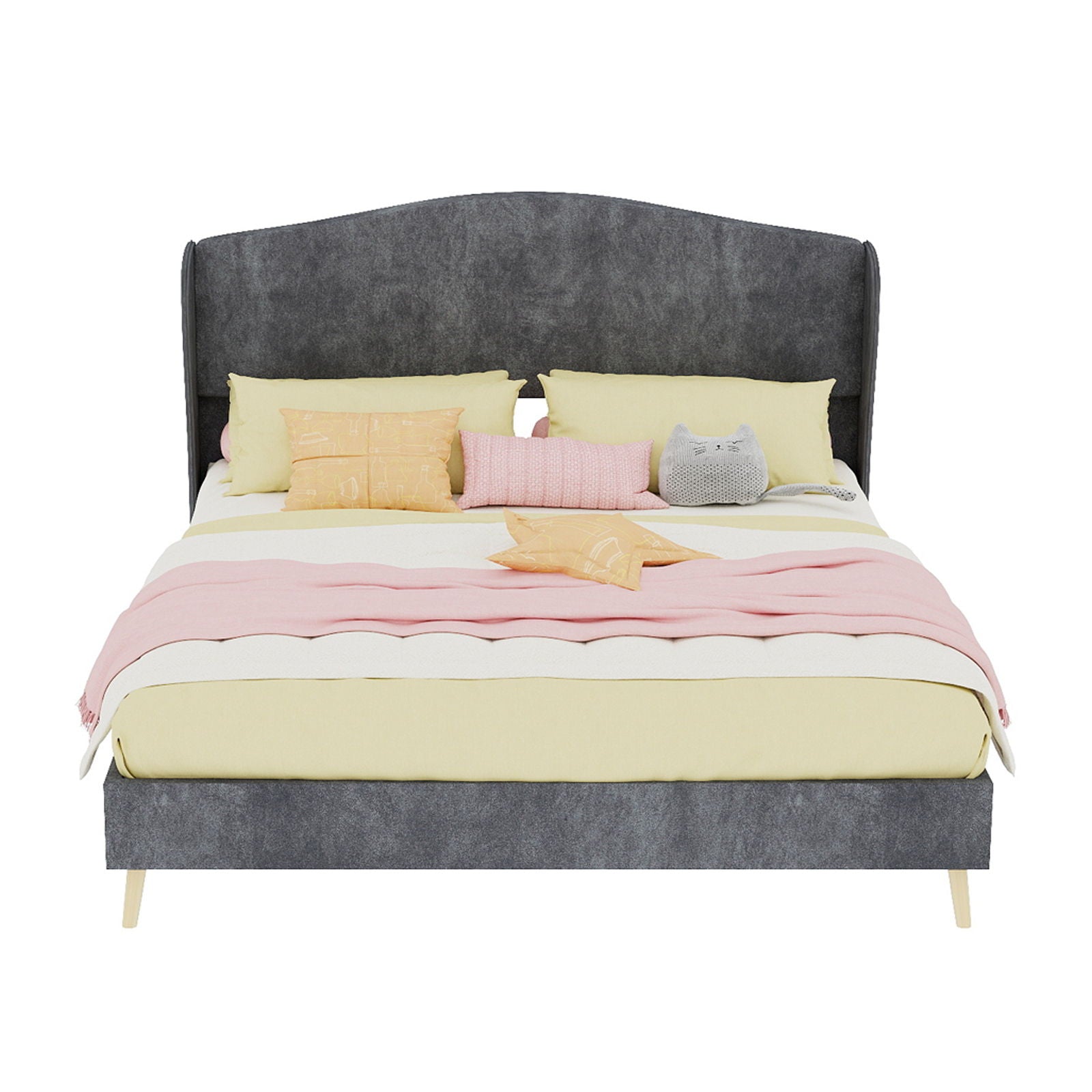 Upholstered Bed, Tufted Headboard, Comfortable Sleep