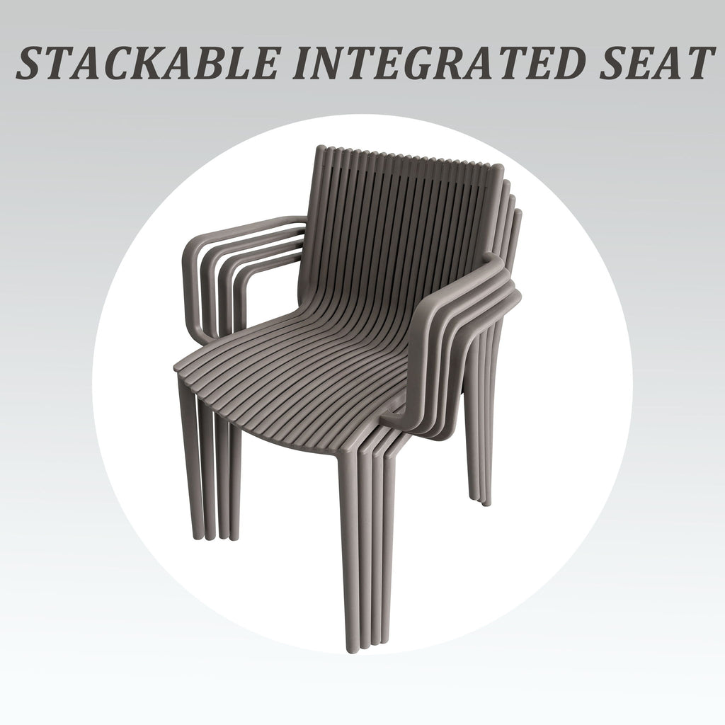 4 Modern Stackable Armchair Matched With Long Table
