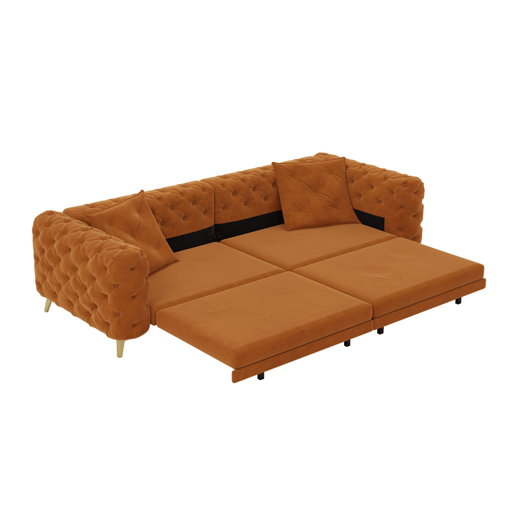 3 In 1 Convertible Sleeper, Deep Seat Pull Out Sofa Bed, Button Tufted