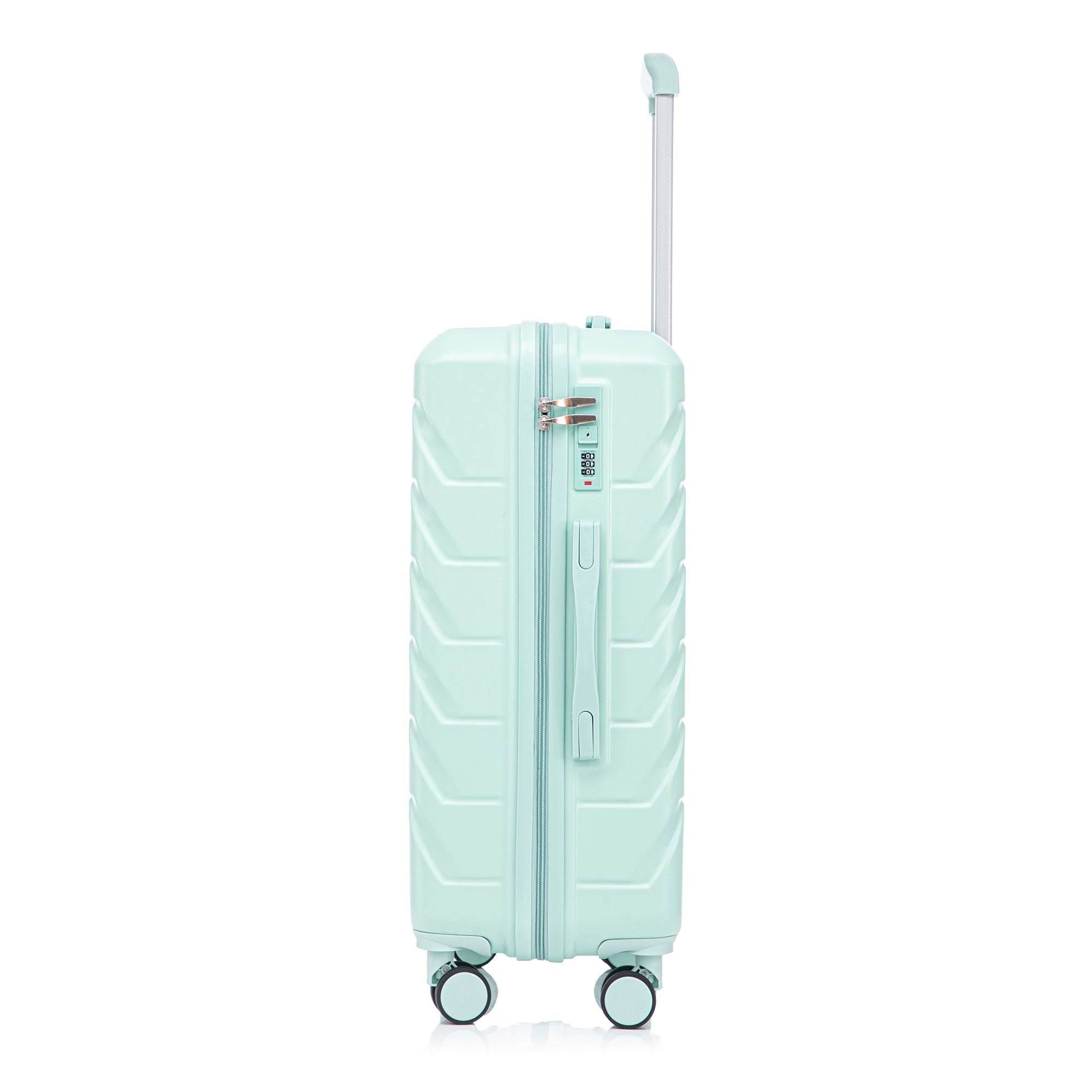 Hard Shell Luggage With Scratch Resistant Surface, 4 Wheels, Combination Lock & Side Hooks