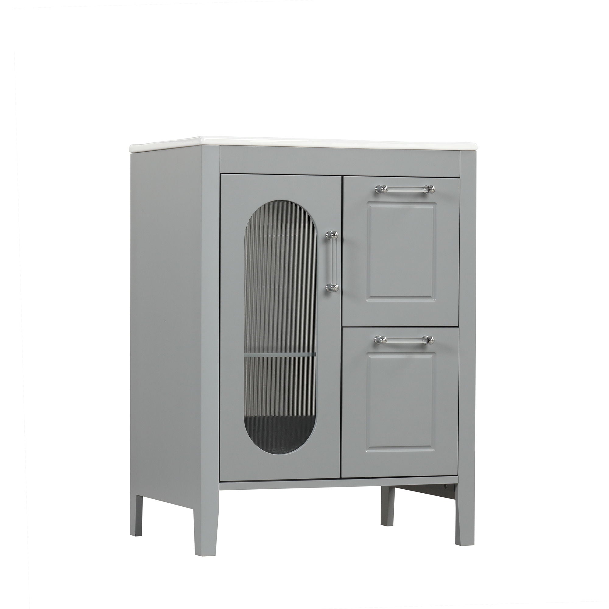 Modern Bathroom Vanity With Sink, Cabinet With 2 Drawers And Door, Adjustable Shelf