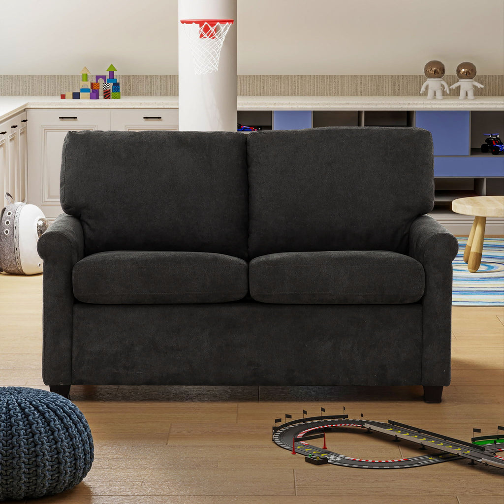 Convertible Twin Sleeper Sofa With USB Ports, 2 Seater Upholstered Loveseat - Dark Gray