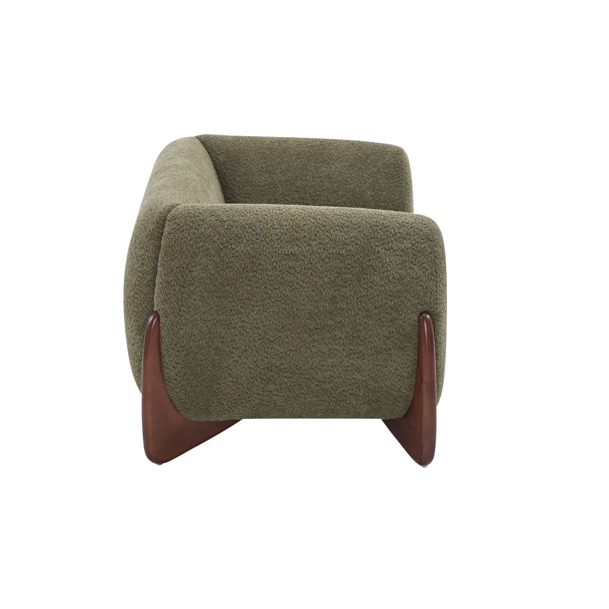 Contemporary Boucle Sherpa Sofa With Birch Wood Legs