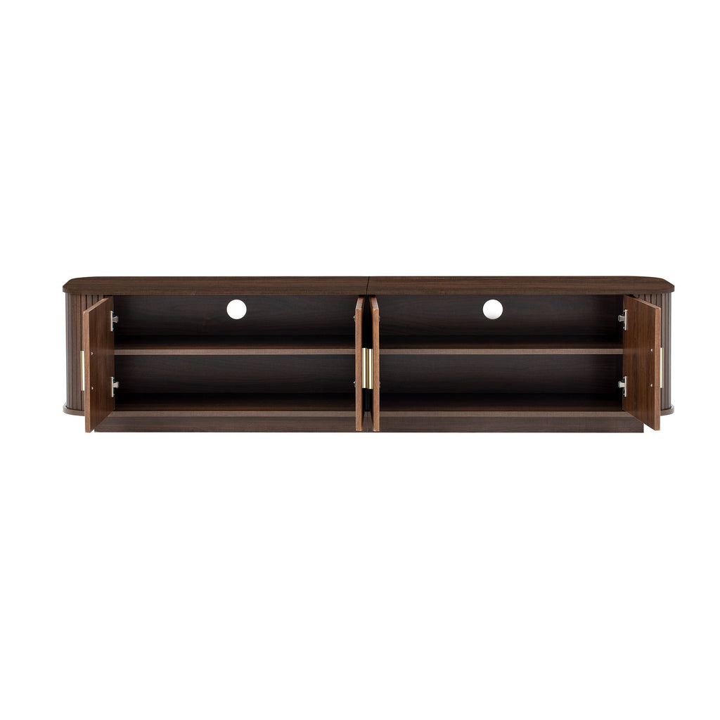 70" TV Stand With Ample Storage, Refined Curved Corners - Dark Brown