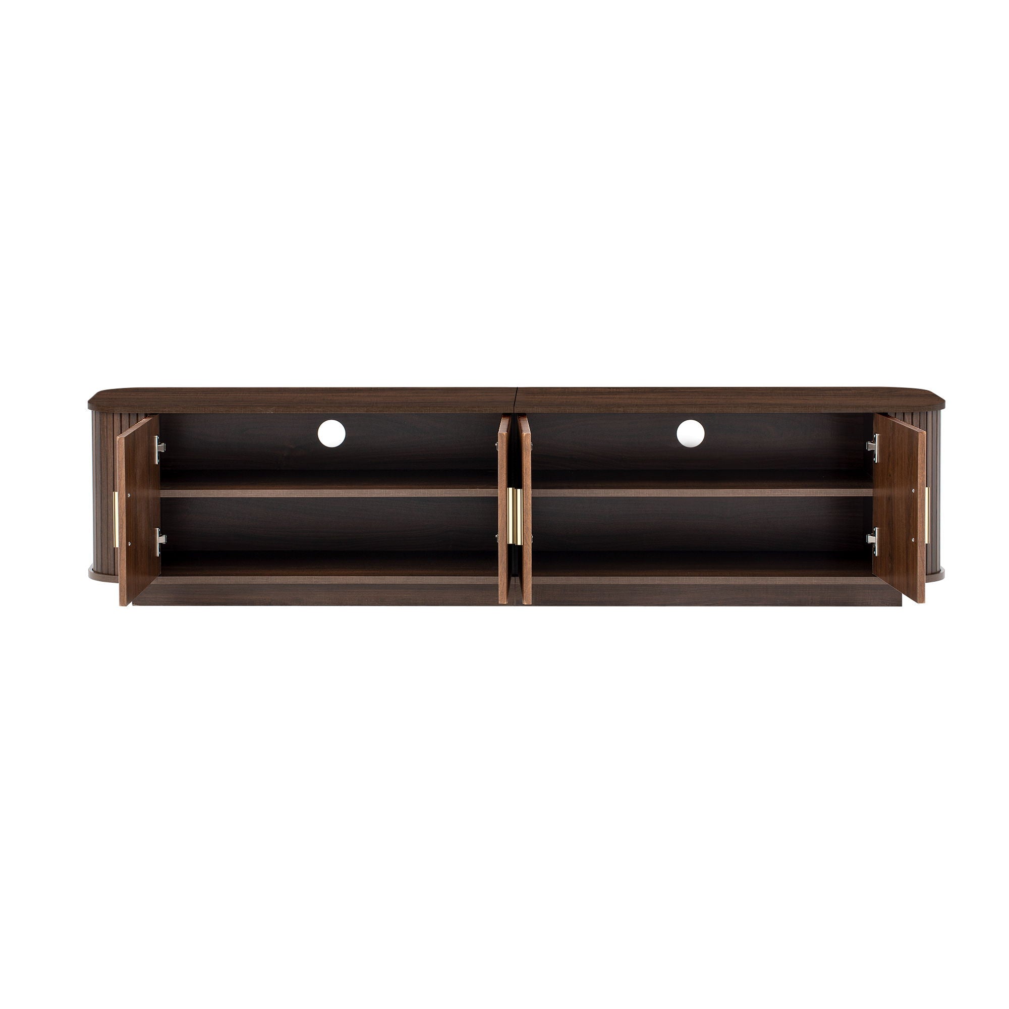 70" TV Stand With Ample Storage, Refined Curved Corners - Dark Brown