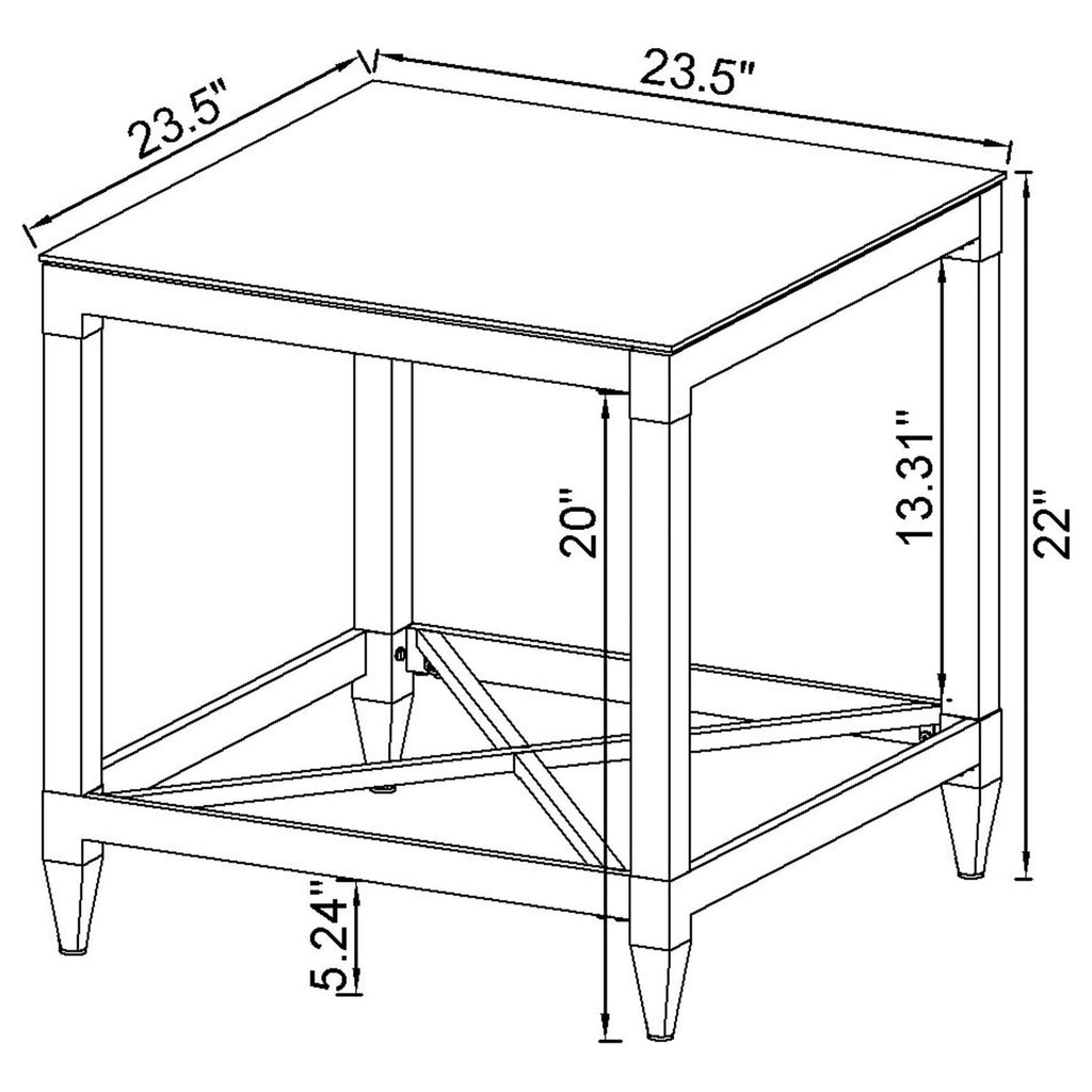 Wallingsford - 2 Piece Square Coffee And End Table Set - Chrome