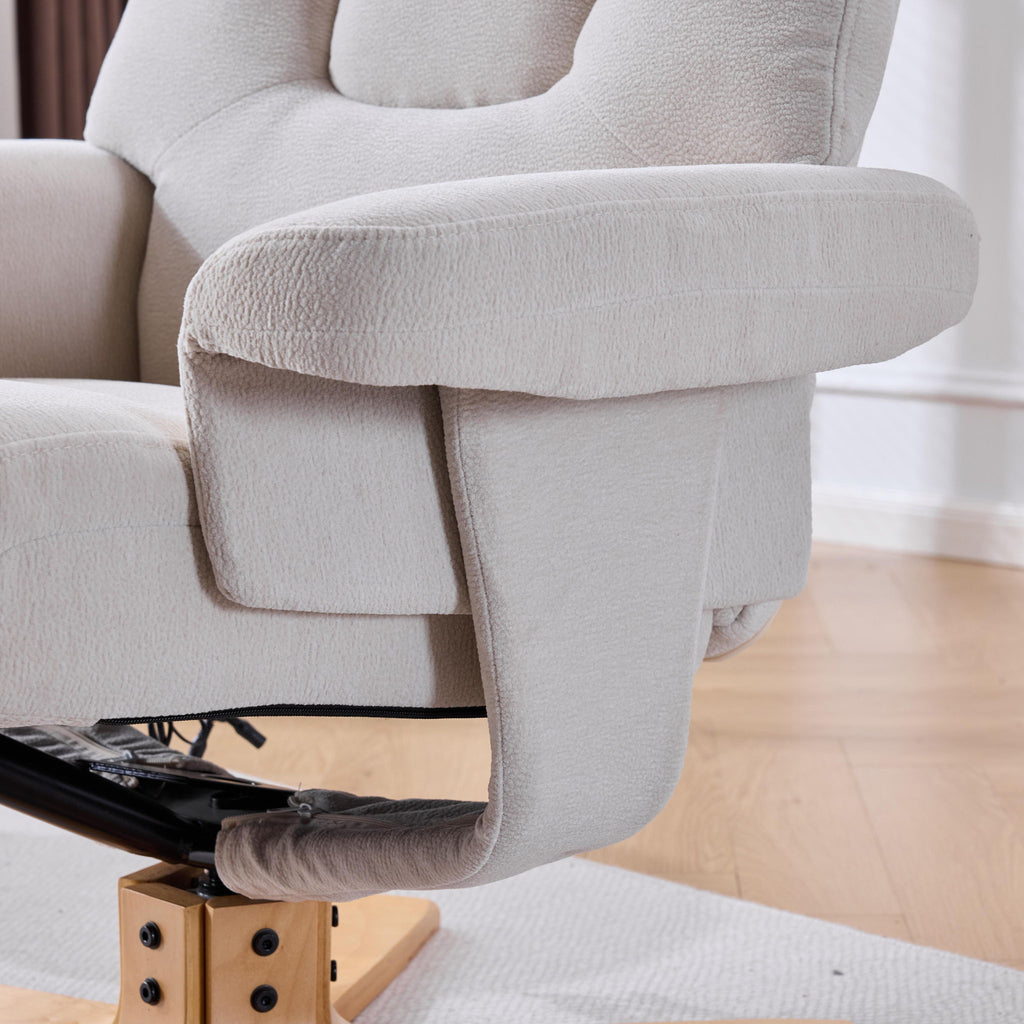 Upholstered Heated Massage 360° Swivel Accent Chair With Ottoman