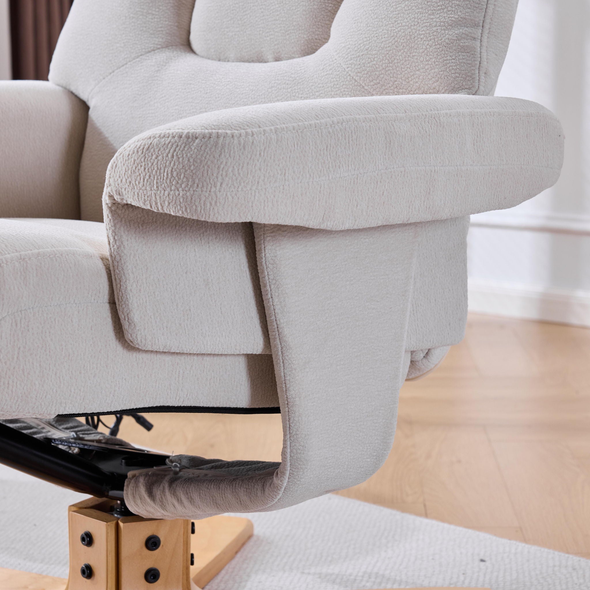Upholstered Heated Massage 360° Swivel Accent Chair With Ottoman