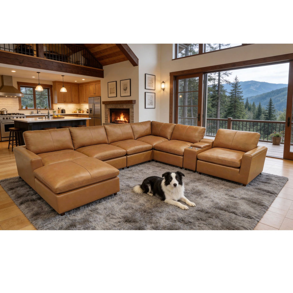 Large Seating Modular Upholstered Sectional