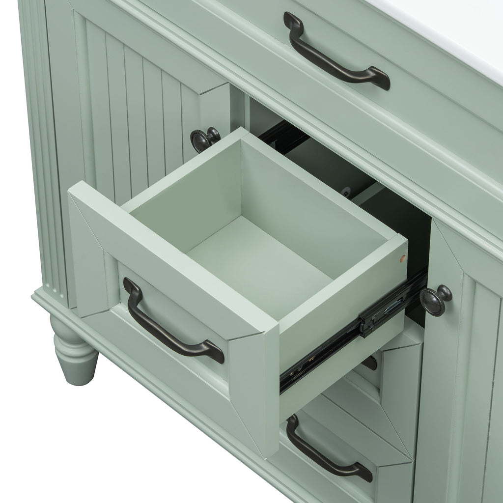 Bathroom Vanity With Sink, Flip-Out Top Drawer, Soft Close Doors, 2 Storage Drawers