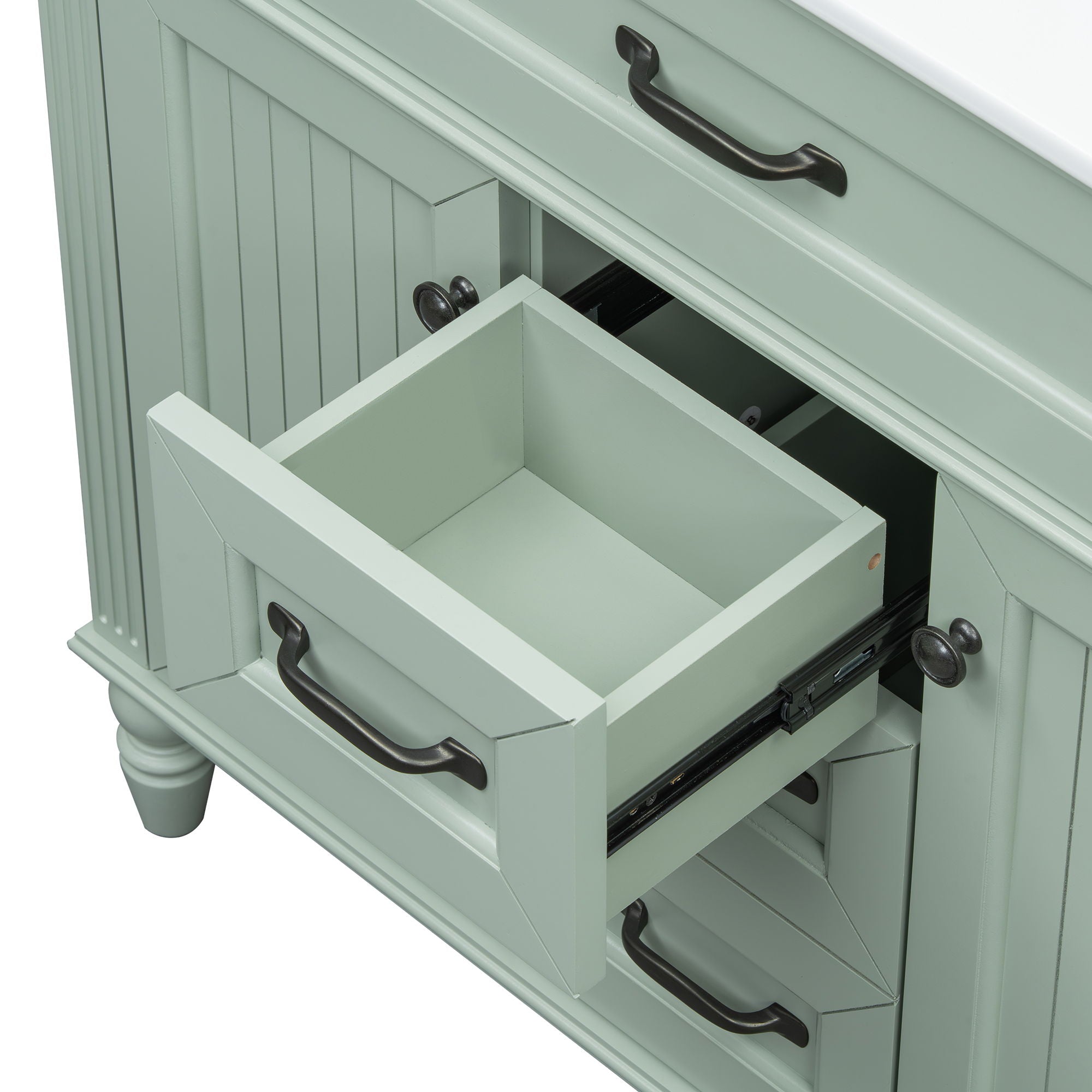 Bathroom Vanity With Sink, Flip-Out Top Drawer, Soft Close Doors, 2 Storage Drawers