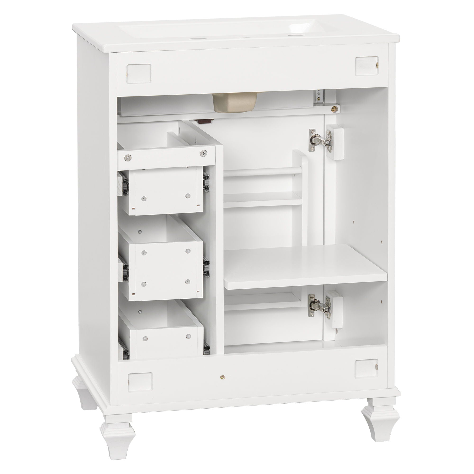 Freestanding Bathroom Vanity With Sink, 3 Drawers & Flip-Out Drawer