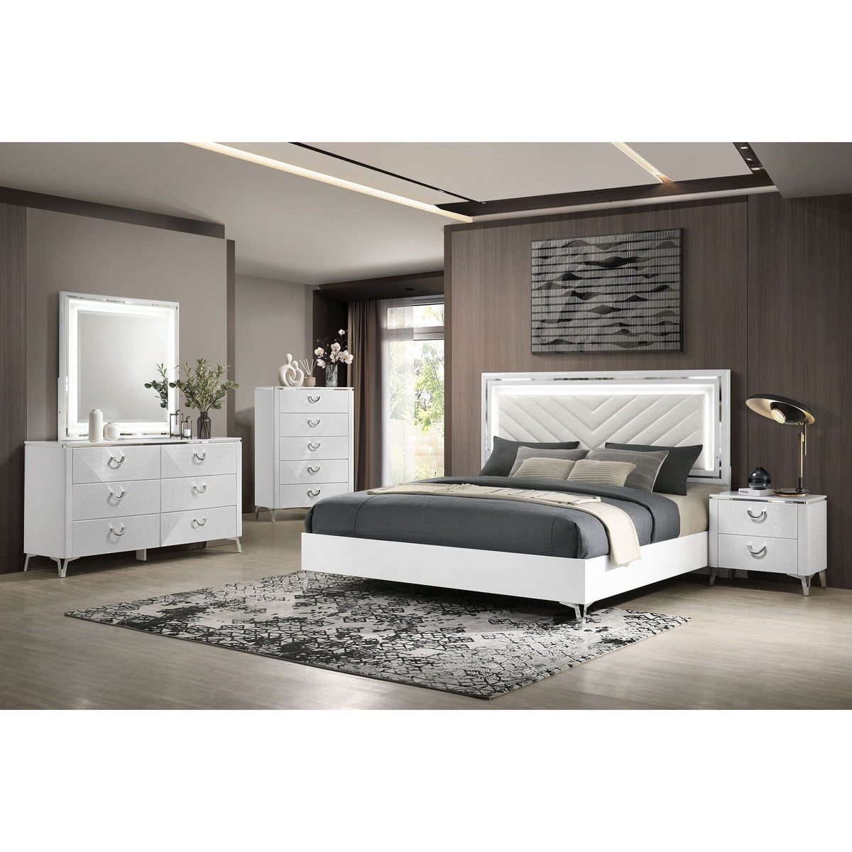 Buckley - 6 Drawer Dresser With Mirror - Gloss White