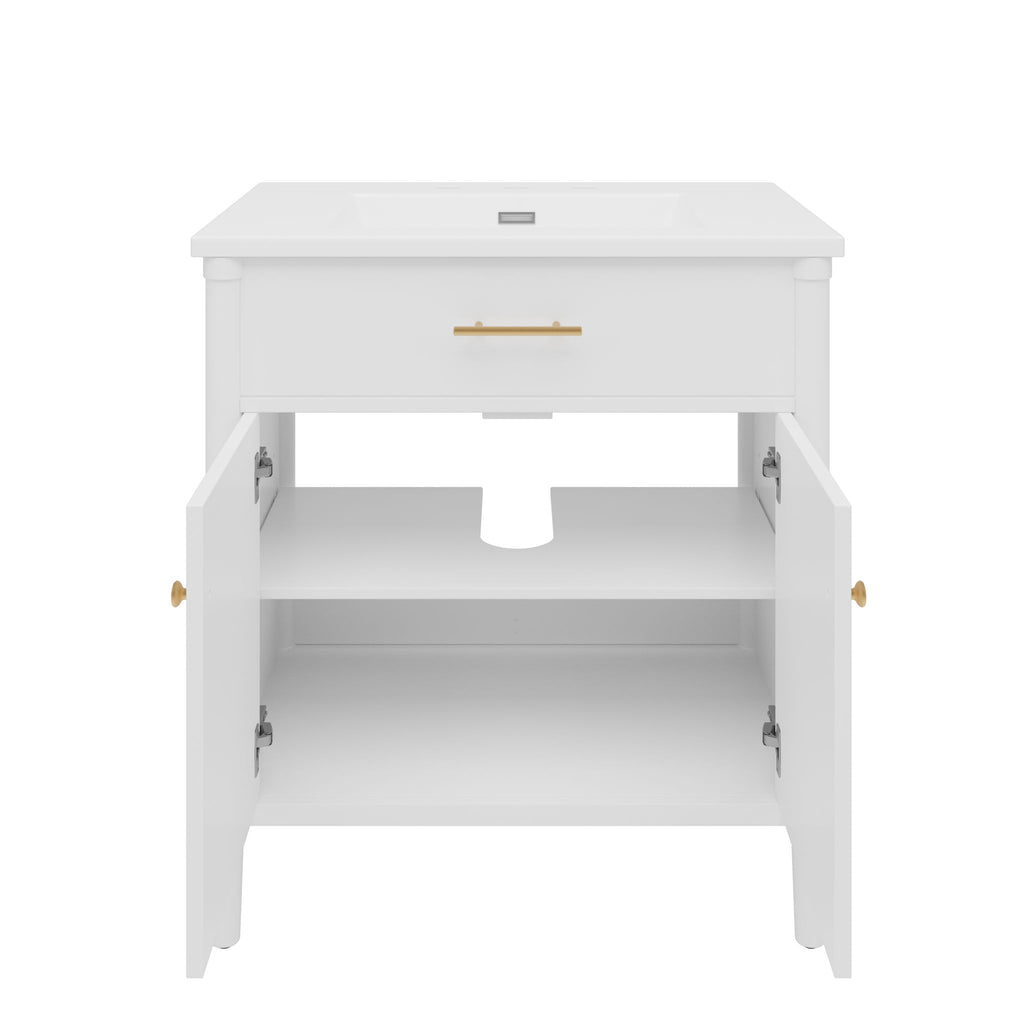 Bathroom Vanity With Sink, Soft Close Doors And Adjustable Shelf