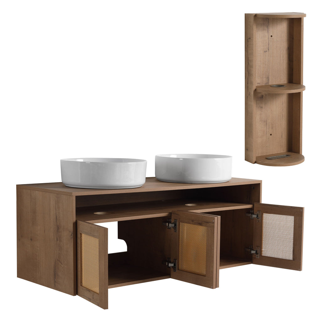 Bathroom Vanity With Art Sink And Storage Rack, Float Mounting Design