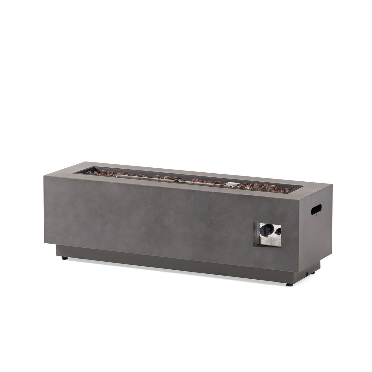 Modern Rectangular Iron Fire Pit 50, 000 Btu - Stone Gray