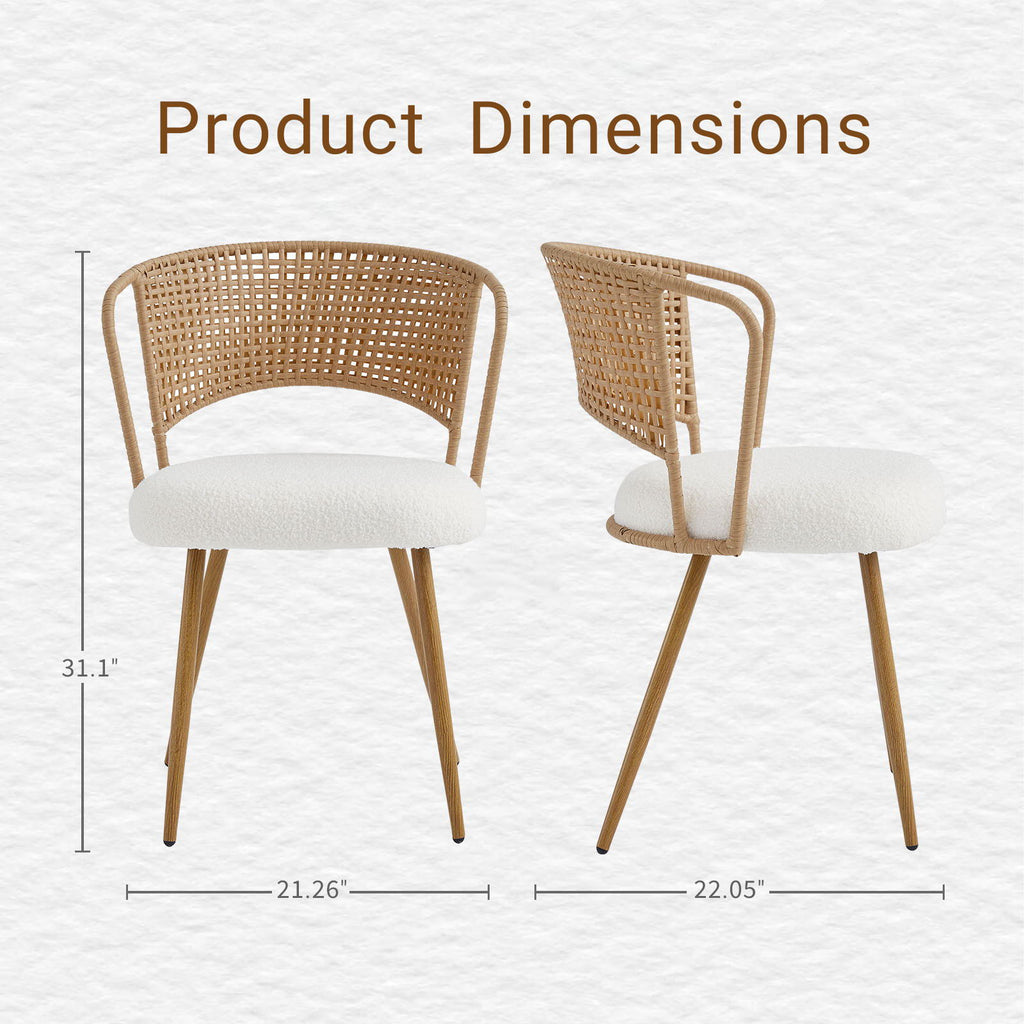 Dining Chairs With Wing Back Design For Kitchen (Set of 2) - Beige / Brown