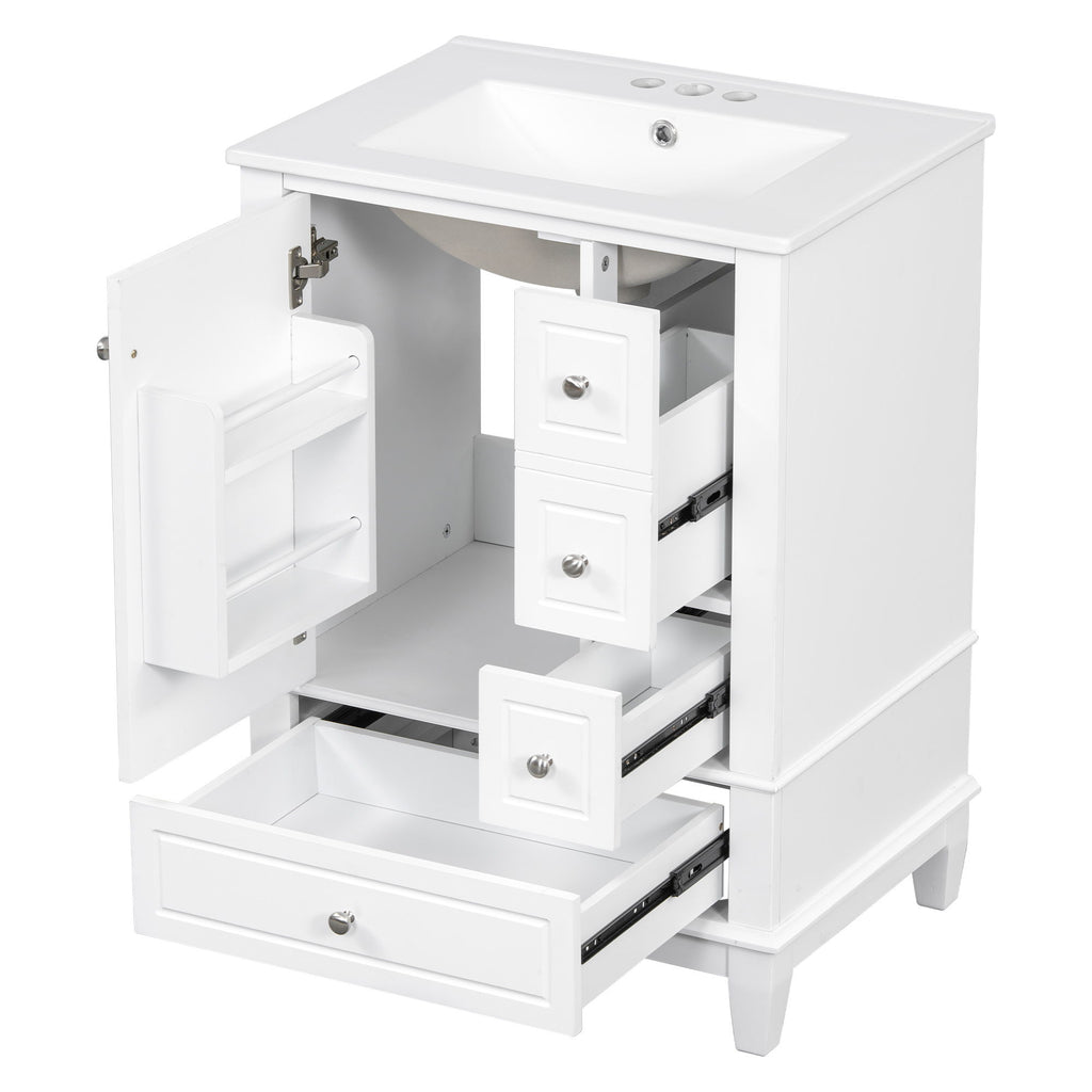 Modern Bathroom Vanity With Sink, Freestanding Cabinet With Drawers And Storage Shelves