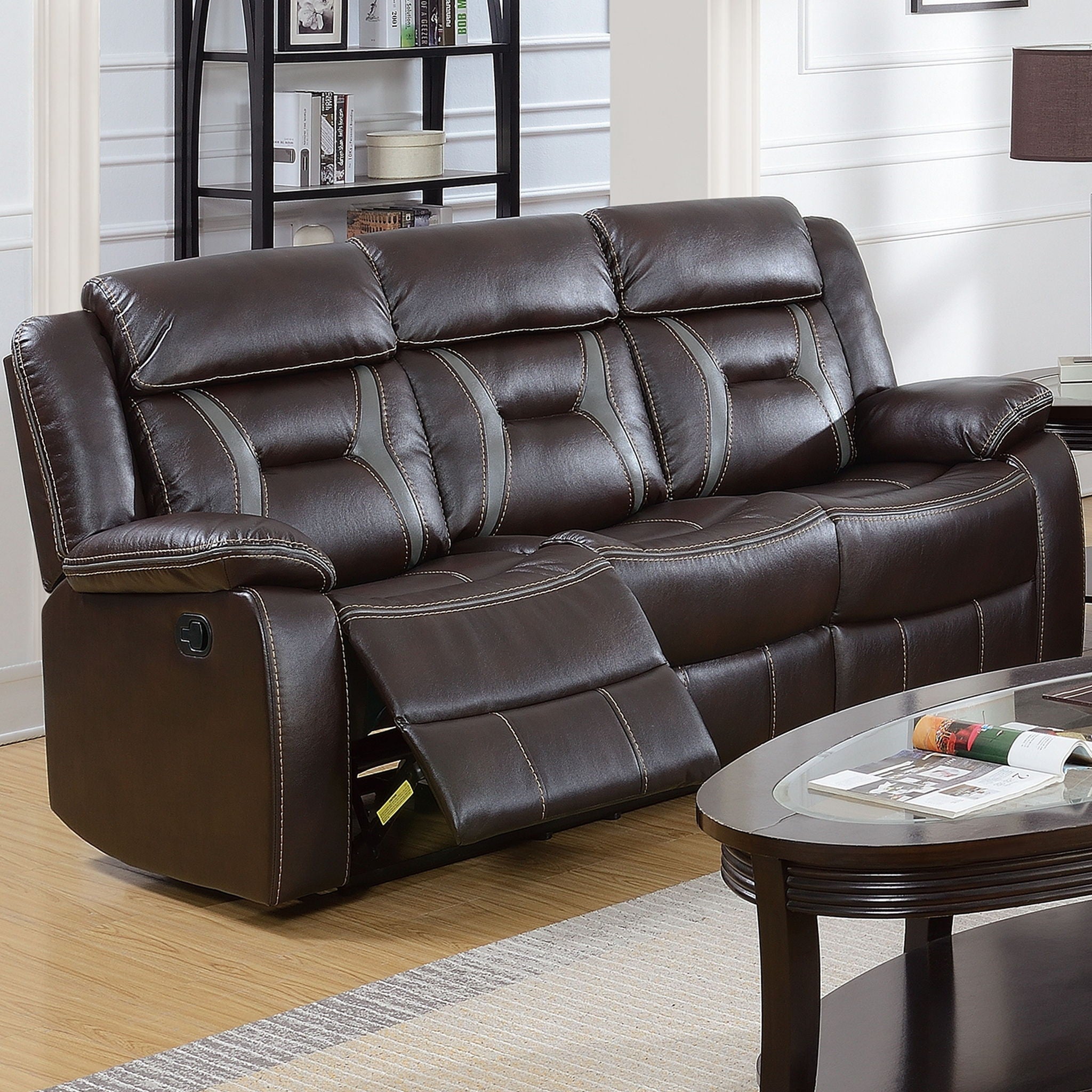 Modern Reclining Sofa With Pillow Arms And Headrest