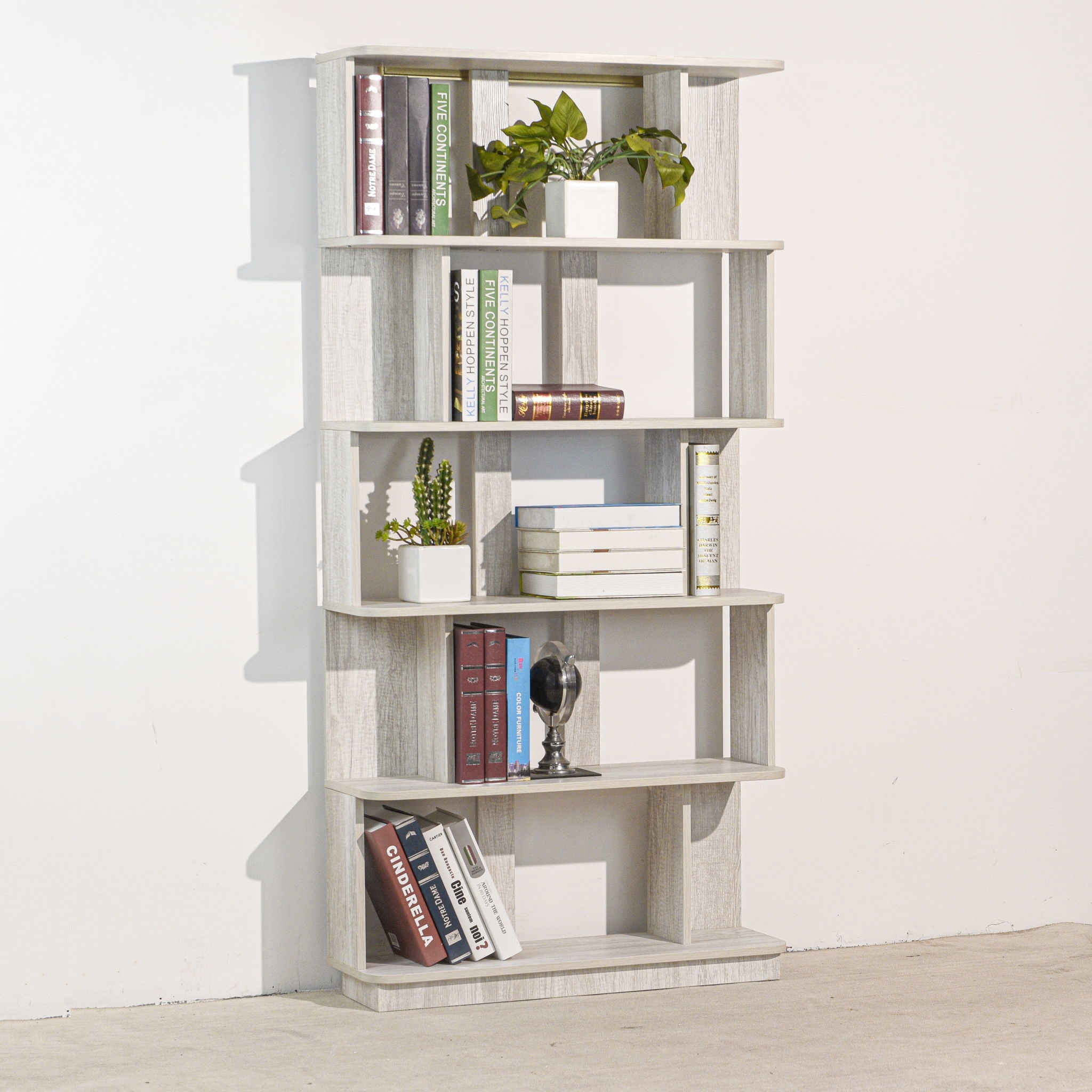 Modern 5 Tier Open Storage Bookcase