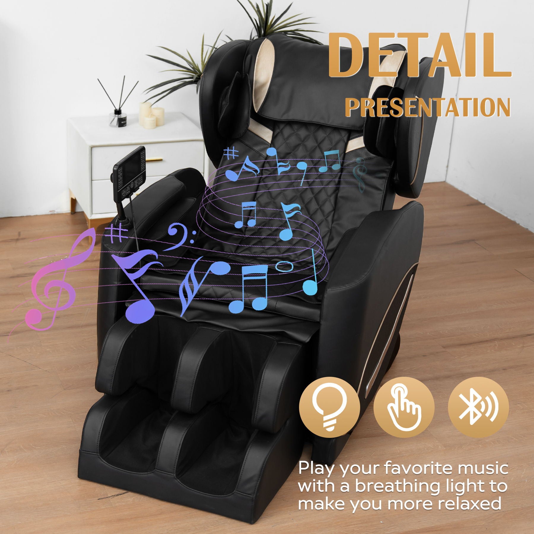 Zero Gravity Massage Chair Recliner With 10 Massage Heads And Full-Body Air Pressure - Black