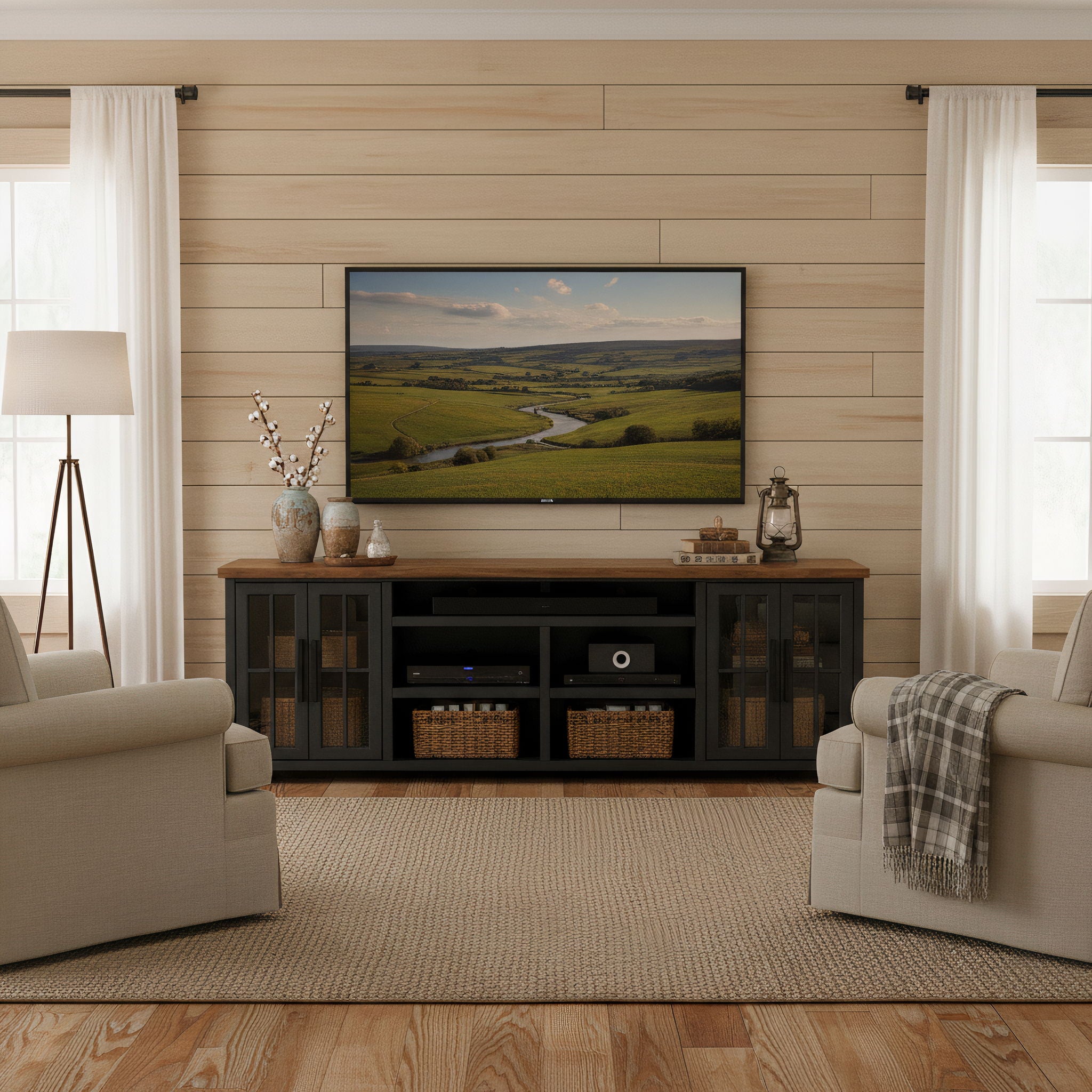 TV Stand Console For TVs Up To 100" - Black / Whiskey