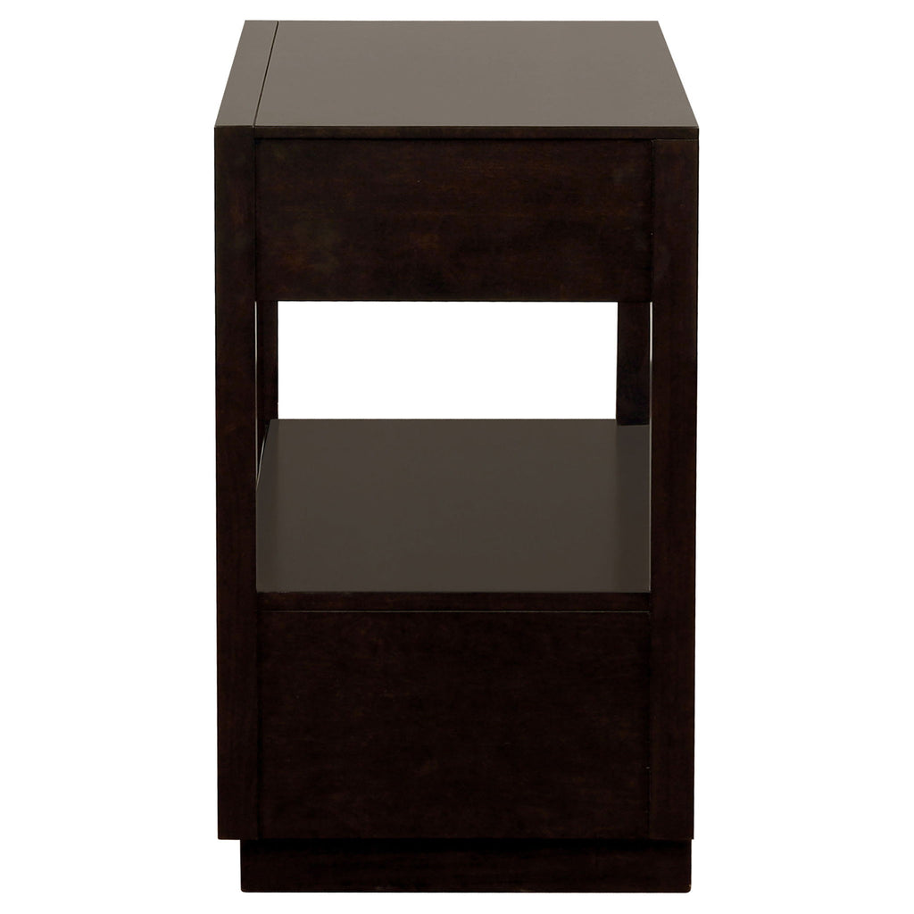 2 Drawer Nightstand With Trim And USB Charging - Brown