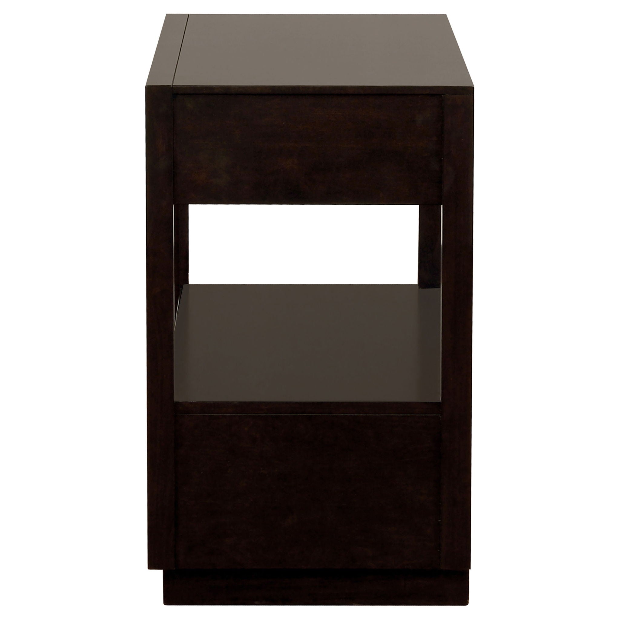 2 Drawer Nightstand With Trim And USB Charging - Brown