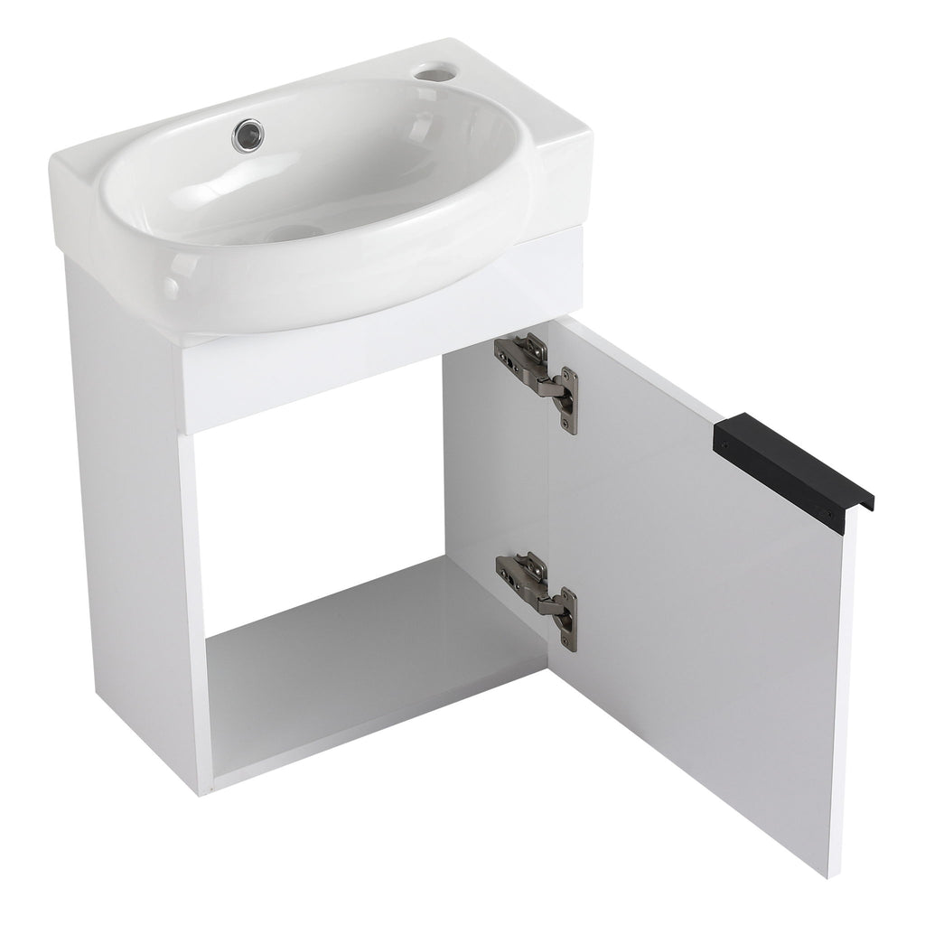 Soft Close Doors Bathroom Vanity With Sink, Compact Wall Mounted Design Basin