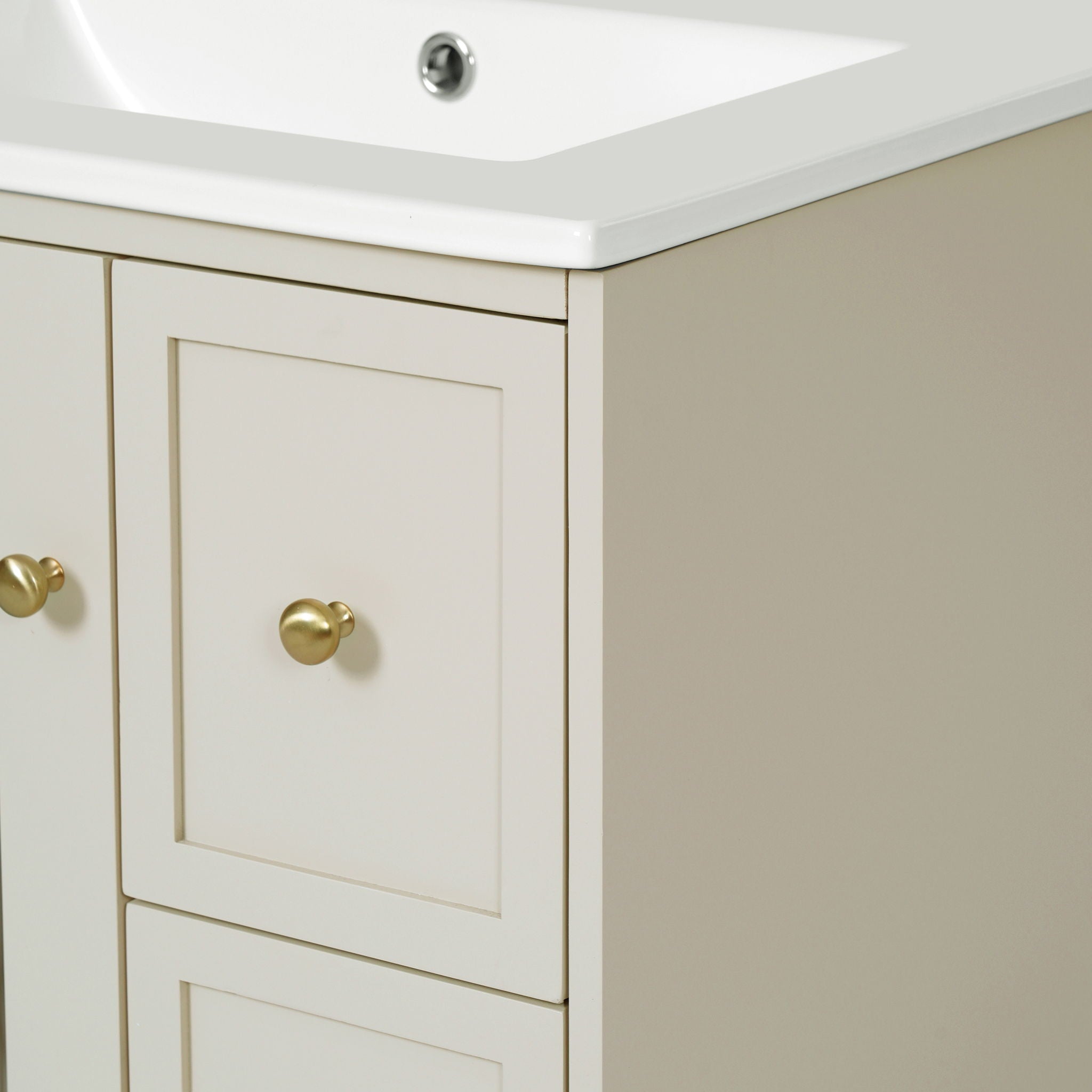 Wall-Mounted Bathroom Vanity Set With Sink, 2 Drawers And Soft-Close Door
