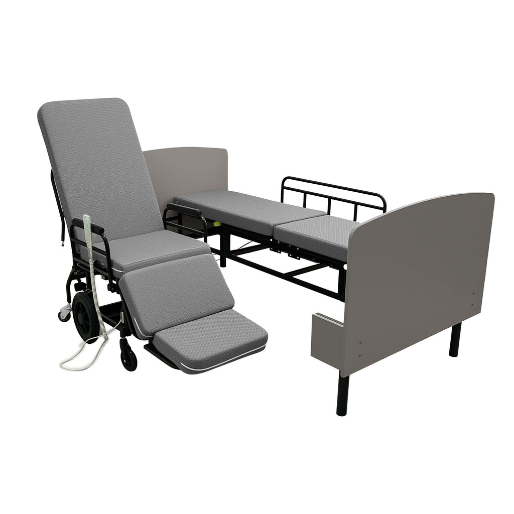Dual Motor 3 In 1 Electric Nursing Bed Convertible To Wheelchair & Stretcher - Gray