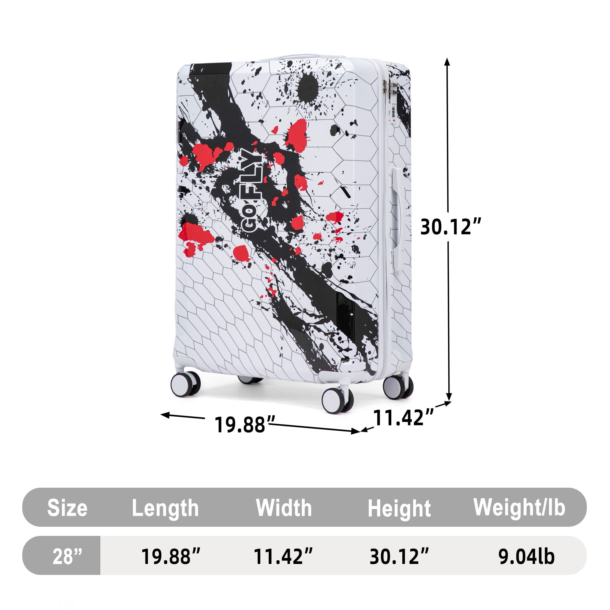 Luggage With Printed Pattern, Combination Lock