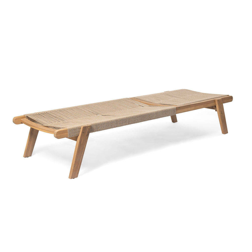 Catania - Outdoor Rope Chaise Lounge (Set of 2) - Teak / Beige