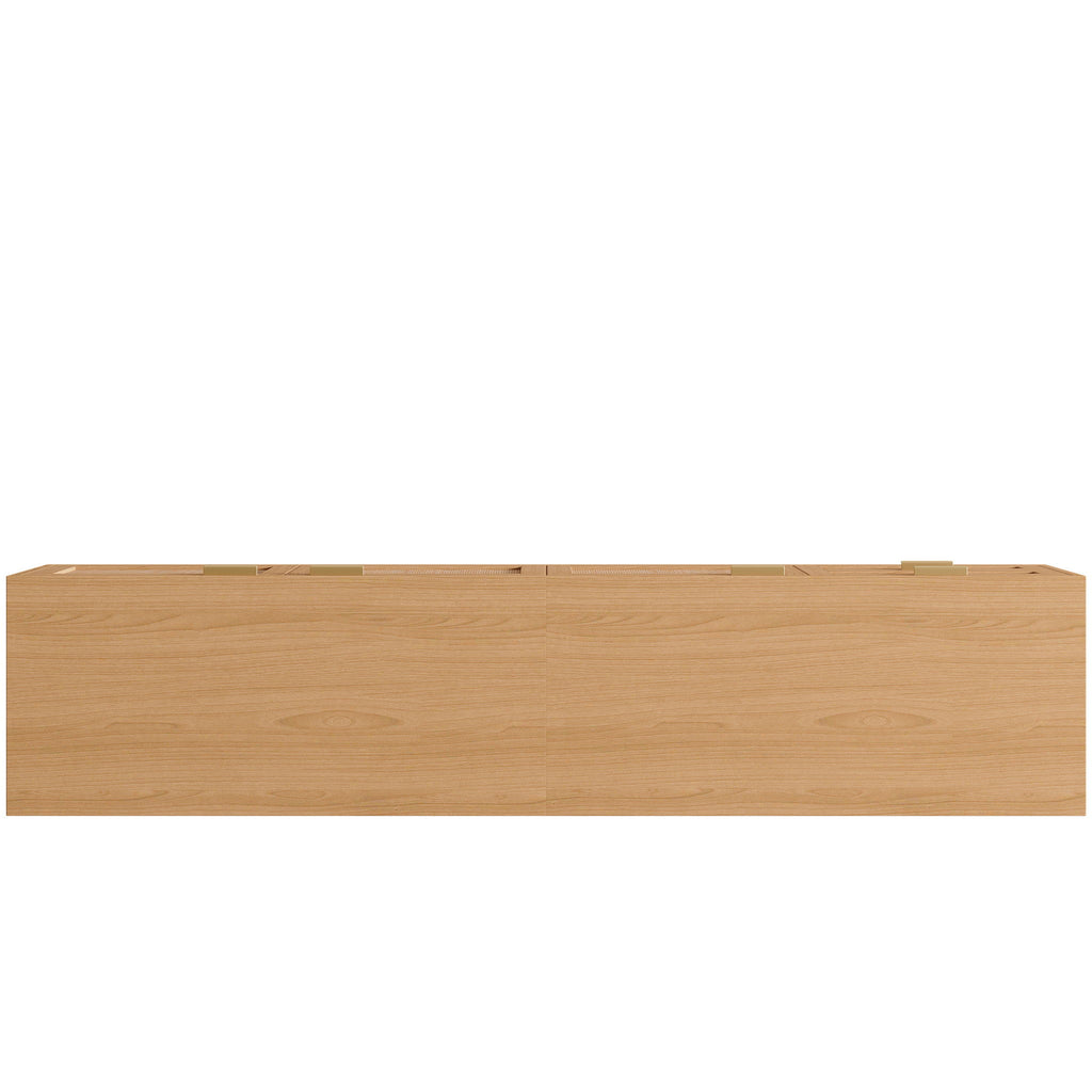 TV Stand, Media Console, 2 Drawers & Cable Management - Natural Wood